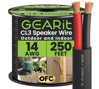 GearIT Outdoor Speaker Wire OFC 2x2.5mm≤ (76.2 Meters - Black) Oxygen-Free Copper - Hi-Fi Audio Cable for Direct Burial in Ground/in Wall / CL3 CL2 Rated / 2-Conductors - 14 Gauge AWG, 250 Feet