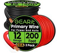 GearIT Primary Automotive 12 Gauge Wire (200ft Each - Black/Red) Copper Clad Aluminum CCA - Power/Ground for Battery Cable, Car Audio, Trailer Harness, Electrical - 400 Feet Total 12ga