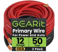 GearIT Primary Automotive Wire 12 Gauge (50ft Each - Black/Red) Copper Clad Aluminum CCA - Power/Ground for Battery Cable, Car Audio, Wire, Trailer Harness, Electrical Wire - 100 Feet Total 12ga Wire