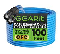 GEARit Shielded CAT6 Ethercon Cable (100 Feet) Professional Audio & Lighting RJ45 EtherCON-Compatible Cable for Studio, Stage, Concerts - 100ft Blue