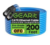 GEARit Shielded CAT6 Ethercon Cable (200 Feet) Professional Audio & Lighting RJ45 EtherCON-Compatible Cable for Studio, Stage, Concerts - 200ft Blue