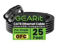 GEARit Shielded CAT6 Ethercon Cable (25 Feet) Professional Audio & Lighting RJ45 EtherCON-Compatible Cable for Studio, Stage, Concerts - 25ft Black