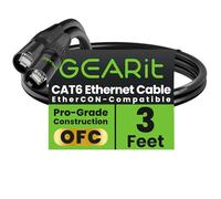 GEARit Shielded CAT6 Ethercon Cable 3ft Black EtherCON-Compatible | Locking EtherCON-Style Connectors, Oxygen-Free Copper, Aluminum Shielding, 10Gbps, Stage Lighting Digital Snake Studio