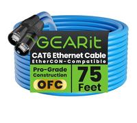 GEARit Shielded CAT6 Ethercon Cable (75 Feet) Professional Audio & Lighting RJ45 EtherCON-Compatible Cable for Studio, Stage, Concerts - 75ft Blue