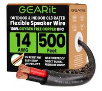 GEARit Speaker Cable 2x2.5mm² OFC 152.4 Meter/500 Feet,UL CL3 Rated 14 AWG Wire,Copper Wire with Polarity Mark,Audio Cable for in-Wall,Home,Car,Outdoor,Garden,Commercial Audio Systems,OFC(Black)