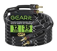 GEARit Speaker Cable with Banana Plugs 12 Gauge 35 ft,OFC Speaker Wire CL2 Rated with Gold-Plated Tips,Braided Speaker Cables for Hi-Fi Systems,Audiophiles,Home Theater,Amplifiers & Speakers(Black)
