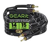 GEARit Speaker Cable with Banana Plugs 14 Gauge 15 ft,OFC Speaker Wire CL2 Rated with Gold-Plated Connectors, Speaker Cable for Bi-Wire,Bookshelf Speakers,Subwoofers,HiFi,Bi-Amp,DIY,Audiophiles