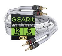 GEARit Speaker Cable with Banana Plugs White 12 Gauge 6 ft,Speaker Cable CL2 Rated 12AWG OFC,Heavy Duty Braided 12 Gauge Speaker Wire for Audiophiles,Hi-Fi Systems,Home Cinema,Amplifiers & Speakers