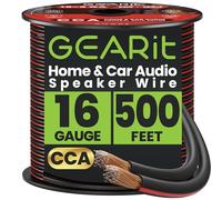 GearIT Speaker Wire Audio Cable CCA 2x1.5mm≤ (152.4 Meters - Black) Copper Clad Aluminum - Great for Hi-Fi Home Theater and Car Speakers - 16 Gauge AWG, 500 Feet