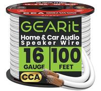 GearIT Speaker Wire Audio Cable CCA 2x1.5mm≤ (30.48 Meters - White) Copper Clad Aluminum - Great for Hi-Fi Home Theater and Car Speakers - 16 Gauge AWG, 100 Feet
