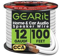GearIT Speaker Wire Audio Cable CCA 2x4mm≤ (30.48 Meters - White) Copper Clad Aluminum - Great for Hi-Fi Home Theater and Car Speakers - 12 Gauge AWG, 100 Feet