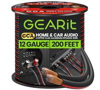 GearIT Speaker Wire Audio Cable CCA 2x4mm≤ (60.96 Meters - Black) Copper Clad Aluminum - Great for Hi-Fi Home Theater and Car Speakers - 12 Gauge AWG, 200 Feet