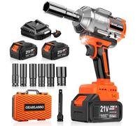GEARLASSO 1600Nm(1200Ft-lbs) Cordless Impact Wrenches High Torque 1/2" Brushless Impact Gun with 2 x 4.0Ah Batteries, 6 Sockets, Charger, Extension Bar, Variable Speeds for Home/Car/Truck/RV/Mower