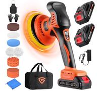 GEARLASSO Cordless Car Buffer Polisher, 8 Variable Speed Car Polisher 2800-6000RPM Car Polishing Machine with 2X 21V 2.0Ah Batteries and 17 Piece Polishing Kit for Car Detailing Scratch Removing