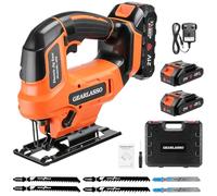 GEARLASSO Cordless Jigsaw 21V Brushless 4 Orbital Variable Speed Wood Metal | Jigsaw Tool & Electric Jigsaw,4 Orbital Settings,0-45° Bevel Cut,2 Batteries Charger,LED Light Wood Metal PVC