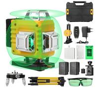 GEARLEADER 4×360° Green Laser Level - 16-Line Self-Levelling Laser Spirit Level with Horizontal & Vertical Cross Lines, Indoor/Outdoor Lazer Tool with 2 Rechargeable Batteries & Remote Control