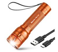GEARLITE LED Rechargeable Torch, 2000 Lumens LED Torch, Extremely Bright with 3 Modes, Zoomable Mini Handheld Lamp with Long Running Time, IP65 Waterproof Flashlight for Camping, Outdoor (1, Orange)