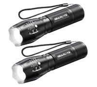 GEARLITE LED Torch, Battery Operated, 2 Pieces, 2000 Lumens, Extremely Bright with 5 Modes, IP65 Waterproof for Children, Camping, Hiking, Outdoor, Emergency