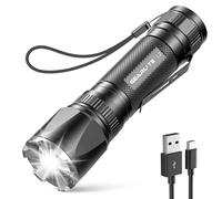 GEARLITE LED Torch Rechargeable, 3500LM Torches LED Super Bright with Clip Adjustable Focus, 3 Lighting Modes Waterproof Small Torch for Power Cuts, Emergency, Camping, Hiking, Outdoor