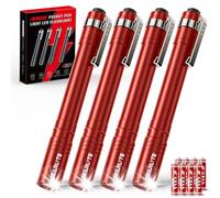 GEARLITE Pen Torch 4 Pack, IPX4 Waterproof Pen Torches Battery Powered with Clip, Lightweight Small Pen Torches Led Super Bright,Small LED Torch Perfect for Emergency, Inspection, Work (Red)