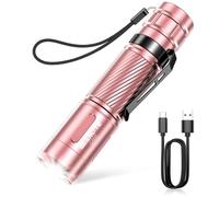 GEARLITE Pink LED Torch Rechargeable, 1200 Lumens Flashlight LED Super Bright Mini Torch with 3 Light Modes