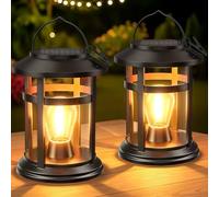 GEARLITE Solar Lanterns for Outside 2 Pack, Upgraded Bright Hanging Solar Lights Outdoor Garden,15+ Hours IP65 Waterproof Garden Ornaments Outdoor for Garden Patio Yard Decor, Ideal Gifts for Women