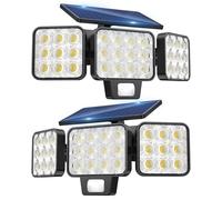 GEARLITE Solar Lights for Outdoor Use with Motion Sensor, Pack of 2, 120 LED Super Bright, 3 Modes with 270° Wide Angle Lighting, IP65 Waterproof, Black, 2 Count