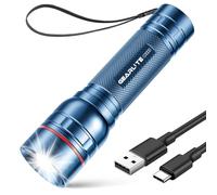 GEARLITE Torch LED Rechargeable, 2000 Lumen LED Torch Children with 3 Modes, Zoomable Mini Hand Lamp with Long Running Time, IP65 Waterproof Flashlight for Camping, Fishing, Emergency, Outdoor Blue