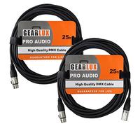 Gearlux 3-Pin DMX Cable, Black, 25 Foot - 2 Pack