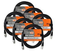 Gearlux 3-Pin DMX Cable, Black, 25 Foot - 6 Pack