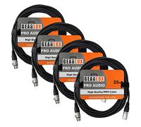 Gearlux 3-Pin DMX Cable with XLR Connectors, Black, 25 Foot - 4 Pack