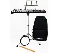 Gearlux 32-Note Glockenspiel Bell Kit with 8" Practice Pad, Stand, Music Rest, Mallets, Drum Sticks, and Gig Bag