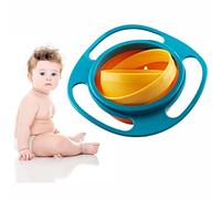 Gearmax® Baby Rotate Spill-proof Bowl Funny Kids 360 Dgree Rotation Gyroscope Trainning Tableware With Lid Blue and Orange