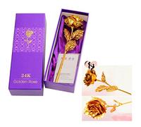 Gearmax Love Forever Long Stem 24k Gold Foil Trim Gold Rose Flower with Gift Box, Bouquet of Flower for Valentine's Day, Mother's Day, Anniversary, Birthday Gift, Wedding Home Decor DIY