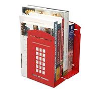 Gearmax One Pair Vintage British Style London Telephone Booth Bookend Book Organizer For Library School Office Desk Study Home Decoration Gift (Red)