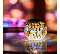 Gearmax® Solar Powered Mosaic Glass Ball Garden Lights, Color Changing Solar Table Lamps, Waterproof Solar Outdoor Lights for Parties Decorations, Christmas