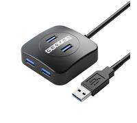 Gearmo Compact 4 Port USB-A Hub - Travel Ready with 5Gbps Speed for Laptop, Flash Drive, Keyboard, Mouse, Peripherals - PC & Mac Ready