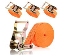 GEARMONSTER 4 x 4 m Webbing Lashing Straps with Ratchet and Hook, 2-piece Two-piece Ratchet Straps, Lashing Straps, 35 mm, Weatherproof and Robust