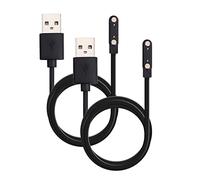 GEARPLEX Charging USB Cable (2 Pin Magnetic) for Smart Watch Bluetooth Devices Black (Size- 7.6 mm- 2 Pack)