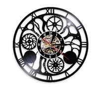 Gears and Cogs Wall Clock Cogwheels Science Art Artificial Intelligence Steampunk Neuroscience Art Vinyl Record Wall Clock Without LED