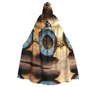 Gears Clock Bronze Century Adult Halloween Party Cloak-Stylish Pumpkin Theme Hooded Wizard Robe Cosplay Costumes