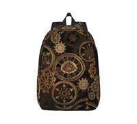Gears Clock Bronze Century Canvas Backpack Laptop Travel Bag, Anti-Water And Ergonomic Straps For Business Work For College, Black, S