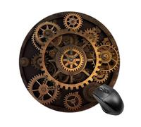 Gears Clock Bronze Century Mouse Pad Round Mouse Mat with Non-Slip Rubber Base, Washable Desktop Protection Mat for Home Office Decor Desk Accessories, 7.8inch