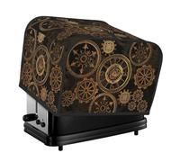 Gears Clock Bronze Century Print 4-Slice Toaster Cover Kitchen Accessory Appliance Protector Daily Use Waterproof