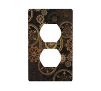 Gears Clock Bronze Century Print Duplex Device Receptacle Wall Plate Electrical Switch Plate Outlet Cover.
