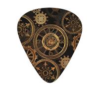 Gears Clock Bronze Century Print Guitar Pick for Men Women Triangle Instrument Accessories Plectrums(12pcs One sided)