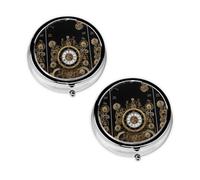 Gears Clock Bronze Century Print Pill Box 3 Compartment Medicine Pill Case,Portable for Pocket Or Purse Pill Organizer Decorative Metal Medicine Vitamin Organizer Unique Gift