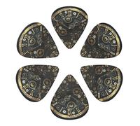 Gears Clock Bronze Century Printed Guitar Picks 6-Pack with Holder - 0.96mm Funny Guitar Picks for Acoustic Guitar, Electric Guitar, Bass Guitar