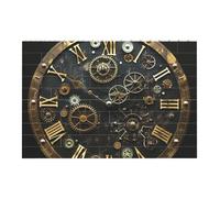 Gears Clock Bronze Century Printed Jigsaw Puzzle 14.4x9.8 CM, Rectangular Puzzle Challenging Game for Adults Gifts, Family Fun Decorative Wall Decor