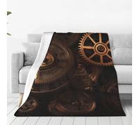 Gears Clock Bronze Century Throw Blanket for Couch Lightweight Soft Flannel Blankets Luxury Warm Fleece Bed Blanket for All Seasons Plush Throw Gift for Women Men 50"x40"